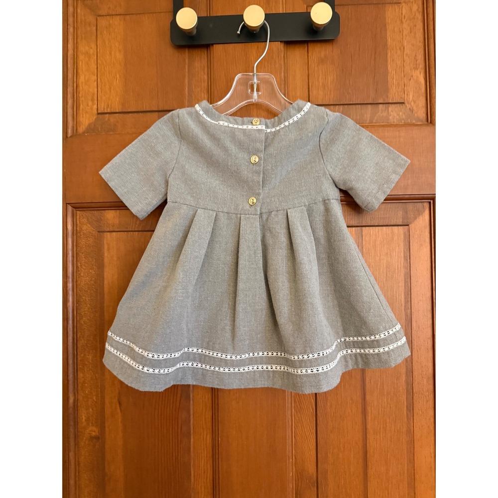 Tahari Bow Dress Toddler Girls 2T Gray Short Sleeve Party Wedding - Picture 3 of 9